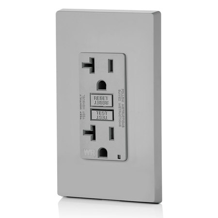 Leviton ELECTRICAL RECEPTACLES 20A WR/TR SLIM GCFI GRY GFWT2-GY